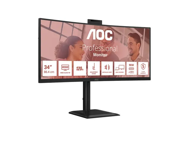 AOC CU34E4CW - LED-skjerm kurvet USB 34" 3440 x 1440 UWQHD VA 350 ...