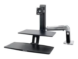 Ergotron WorkFit-A Single HD Workstation With Suspended Keyboard Stående skrivebordomformer - polert aluminium, svart