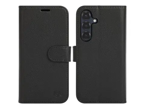 iiglo - Lommebok for mobiltelefon 2-i-1 - polyuretanl&#230;r - svart - for Samsung Galaxy S25