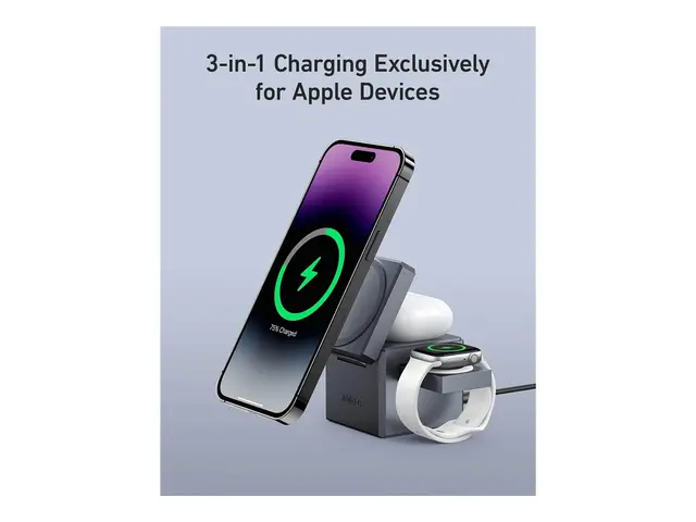 Anker 3-in-1 Cube - Trådløst ladestativ med MagSafe + AC-strømadap...