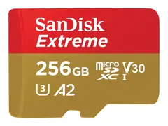 SanDisk Extreme - Flashminnekort (microSDXC til SD-adapter inkludert) 256 GB - A2 / Video Class V30 / UHS-I U3 / Class10 - microSDXC UHS-I