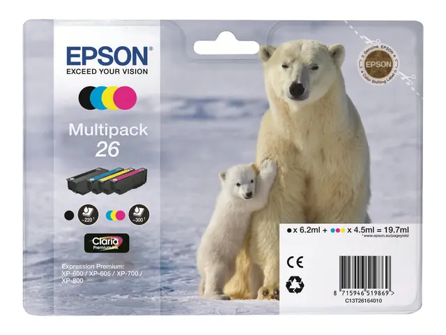 Epson 26 Multipack - 4-pack - svart, gul, cyan, magenta - original...