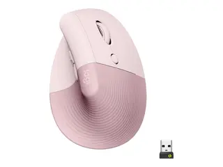 Logitech Lift Vertical Ergonomic Mouse - Vertikal mus ergonomisk - optisk - 6 knapper - tr&#229;dl&#248;s - Bluetooth, 2.4 GHz - Logitech Logi Bolt USB-mottaker - rosa