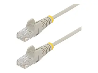 Startech - Koblingskabel - RJ-45 (hann) til RJ-45 (hann) 25 cm - 3.6 mm - UTP - CAT 5/5e/6 - IEEE 802.3bt - halogenfri, uten hindringer, rett - grå