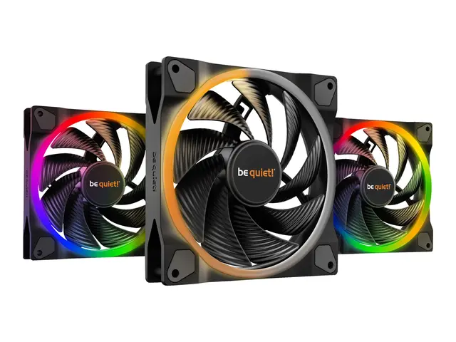 be quiet! Light Wings - Kabinettvifte 140 mm svart (en pakke 3)