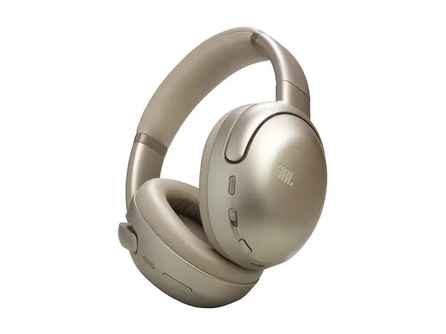 JBL Tour ONE M3 - Hodetelefoner med mikrofon full størrelse - Bluetooth - trådløs, kablet - aktiv støydemping - 3,5 mm jakk, USB-C - latte - Zoom Certified 