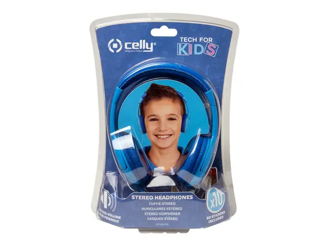 Celly KidsBeat - Hodetelefoner on-ear kablet 3,5 mm jakk blå