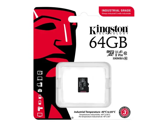 Kingston Industrial - Flashminnekort - 64 GB - A1 / Video Class V3...