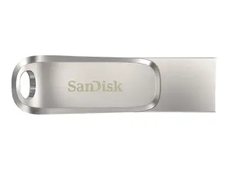 SanDisk Ultra Dual Drive Luxe - USB-flashstasjon 128 GB - USB 3.1 Gen 1 / USB-C - sølv