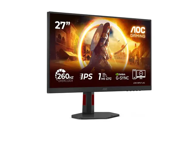 AOC Gaming 27G4ZR - G4 Series - LED-skjerm gaming - 27" - 1920 x 1080 Full HD (1080p) @ 240 Hz - Fast IPS - 350 cd/m² - 1000:1 - HDR10 - 0.3 ms - 2xHDMI, DisplayPort - svart, rød 