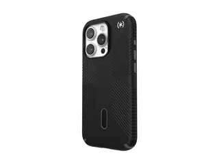 Speck Presidio 2 Grip - Baksidedeksel for mobiltelefon MagSafe-samsvar - svart, hvit, skifergr&#229; - for Apple iPhone 15 Pro