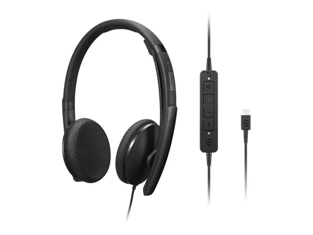 Lenovo - VoIP-håndsett on-ear kablet USB-C svart