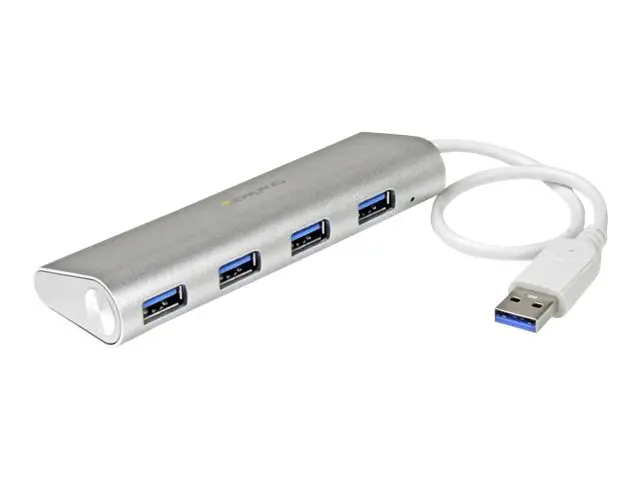 StarTech.com 4 Port Portable USB 3.0 Hub with Built-in Cable - Alu...