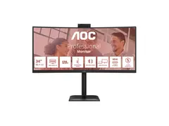 AOC CU34E4CW - LED-skjerm - kurvet - USB 34" - 3440 x 1440 UWQHD - VA - 350 cd/m² - 3500:1 - HDR10 - 4 ms - 2xHDMI, DisplayPort - høyttalere - svart