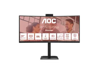 AOC CU34E4CW - LED-skjerm - kurvet - USB 34" - 3440 x 1440 UWQHD - VA - 350 cd/m² - 3500:1 - HDR10 - 4 ms - 2xHDMI, DisplayPort - høyttalere - svart