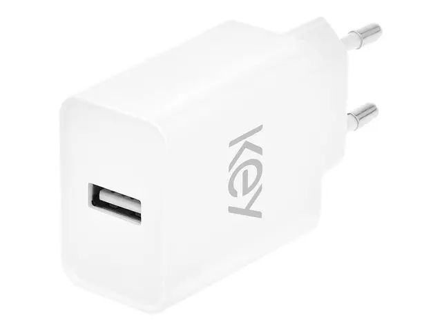 Key - Strømadapter - 12 watt - 2.4 A (USB) - hvit