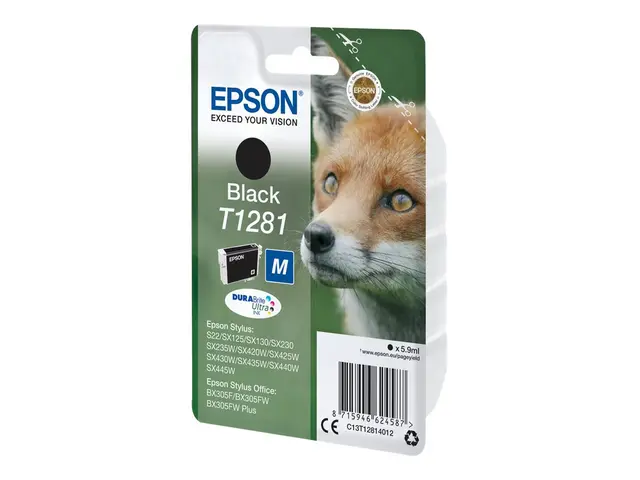 Epson T1281 - 5.9 ml - M-størrelse - svart - original - blister - ...