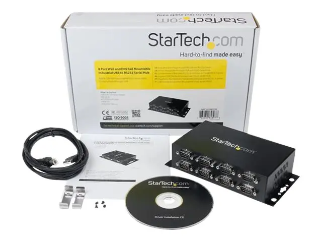 StarTech.com 8 Port USB to Serial RS232 Adapter - Wall Mount - Din...