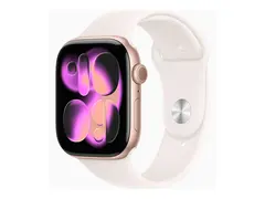 Apple Watch Series 11 (GPS) - 46 mm rosegull aluminium - smartklokke med sportsb&#229;nd - fluorelastomer - lett rouge - b&#229;ndbredde: S/M - 64 GB - Bluetooth, Wi-Fi 4, UWB - 37.8 g