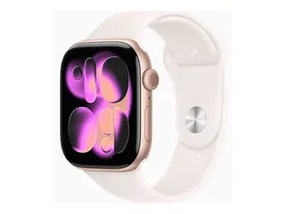 Apple Watch Series 11 (GPS) - 46 mm rosegull aluminium - smartklokke med sportsb&#229;nd - fluorelastomer - lett rouge - b&#229;ndbredde: S/M - 64 GB - Bluetooth, Wi-Fi 4, UWB - 37.8 g