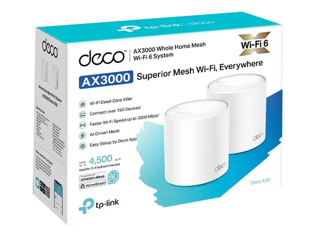 TP-Link Deco X50 - Wi-Fi-system (2 rutere) maske 1GbE Wi-Fi 6 Dobb...