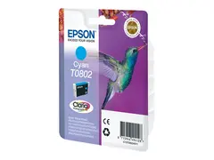 Epson T0802 - Cyan - original - blære med RF/lyd-alarm blekkpatron - for Stylus Photo P50, PX650, PX660, PX700, PX710, PX720, PX730, PX800, PX810, PX820, PX830