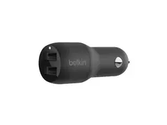 Belkin BoostCharge Dual Charger - Bilstrømadapter 24 watt - 4.8 A - 2 utgangskontakter (USB) - svart