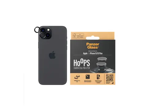 PanzerGlass Hoops - Linsebeskytter for mobiltelefon glass - svart - for Apple iPhone 15, 15 Plus
