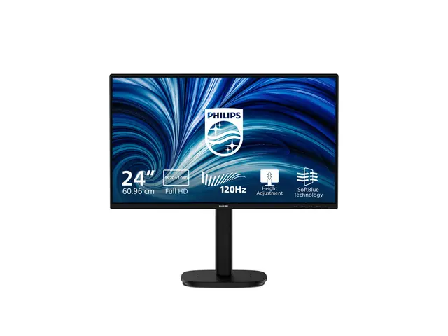 Philips 24B2N3200A - 3000 Series - LED-skjerm 24" (23.8" synlig) - 1920 x 1080 Full HD @ 120 Hz - IPS - 350 cd/m² - 1500:1 - 4 ms - HDMI, VGA, DisplayPort - høyttalere - svart 