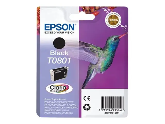 Epson T0801 - Svart - original - blære med RF/lyd-alarm - blekkpat...