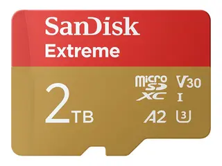 SanDisk Extreme - Flashminnekort (microSDHC til SD-adapter inkludert) 2 TB - A2 / Video Class V30 / UHS-I U3 - microSDXC UHS-I