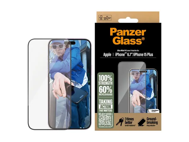 PanzerGlass - Skjermbeskyttelse for mobiltelefon - ultrabred passf...