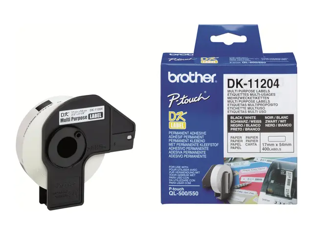 Brother DK-11204 - Svart på hvitt 17 x 54 mm 400 etikett(er) (1 ru...