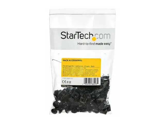 StarTech.com 50 Pack 10-32 Server Rack Cage Nuts and Screws with W...