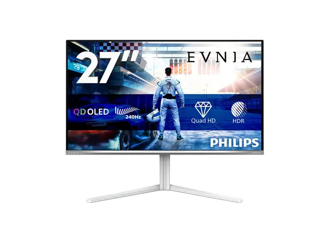Philips Evnia 6000 27M2N6501L - OLED-skjerm gaming - 27" (26.5" synlig) - 2560 x 1440 QHD @ 240 Hz - 400 cd/m² - 1500000:1 - HDR10 - 0.03 ms - 2xHDMI, DisplayPort - hvit 
