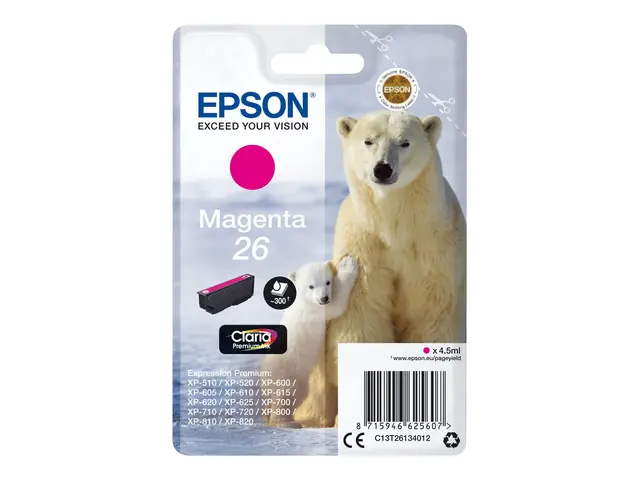 Epson 26 - 4.5 ml - magenta - original - blekkpatron - for Express...