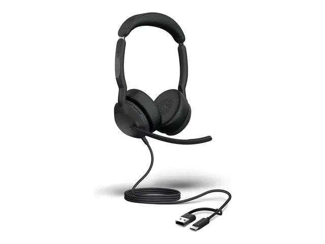 Jabra Evolve2 50 MS Stereo - Hodesett on-ear trådløs, kablet aktiv...