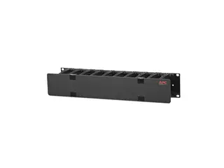 APC Horizontal Cable Manager Single-Sided with Cover Rack-kabelføringssett - svart - 2U - 19" - TAA-samsvar - for P/N: SCL500RM1U, SMTL2K2RM2UCL, SMTL2K2RM2UCLNC, SMTL3KRM2UCL, SMTL3KRM2UCLNC