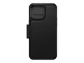 OtterBox Strada Series - ProPack Packaging lommebok for mobiltelefon - MagSafe-samsvar - ekte skinn, polykarbonat, metall&#229;s - skygge - for Apple iPhone 14 Pro Max