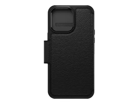 OtterBox Strada Series - ProPack Packaging lommebok for mobiltelefon - MagSafe-samsvar - ekte skinn, polykarbonat, metall&#229;s - skygge - for Apple iPhone 14 Pro Max