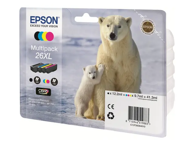 Epson 26XL Multipack - 4-pack XL svart, gul, cyan, magenta origina...