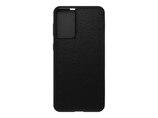 OtterBox Strada Series - ProPack Packaging lommebok for mobiltelefon - lær, polykarbonat - skyggesvart - for Samsung Galaxy S21+ 5G