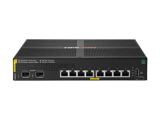 HPE Aruba Networking CX 6000 8p 10M/100M/1G Class4 PoE 2p SFP 1G 6...