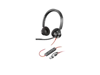 HP Poly Blackwire 3320 - Blackwire 3300 series hodesett - on-ear - kablet - USB-C - svart - UC-sertifisert, Certified for Microsoft Teams