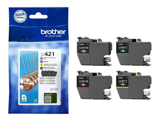 Brother LC421 Value Pack - 4-pack svart, cyan, magenta, gul origin...