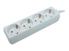 Elivi - Flerkoplingslist - AC 250 V utgangskontakter: 4 (4 x CEE 7/3) - 3 m kabel - hvit
