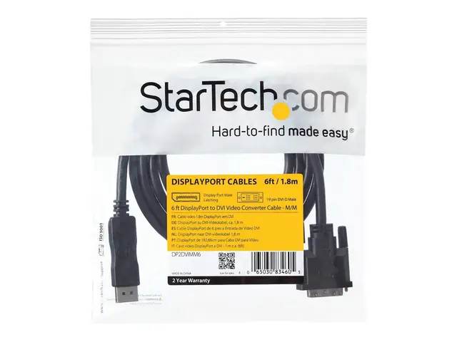 StarTech.com 6ft / 1.8m DisplayPort to DVI Cable - 1920x1200 - DVI...