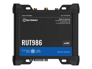 Teltonika RUT986 - Trådløs ruter - WWAN 3-portssvitsj 2,4 GHz 4G, 3G, 2G - DIN-skinnemonterbar, overflatemonterbar, veggmonterbar