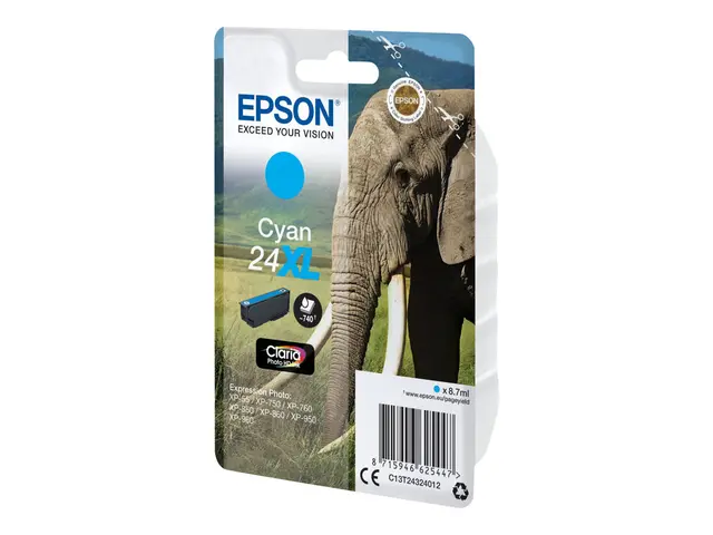 Epson 24XL - 8.7 ml - XL - cyan - original - blære med RF-alarm - ...