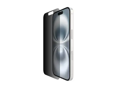 Belkin ScreenForce InvisiGlass - Skjermbeskyttelse for mobiltelefon behandlet - glass - med personvernsfilter - 2-veis - for Apple iPhone 14 Pro, 15, 16